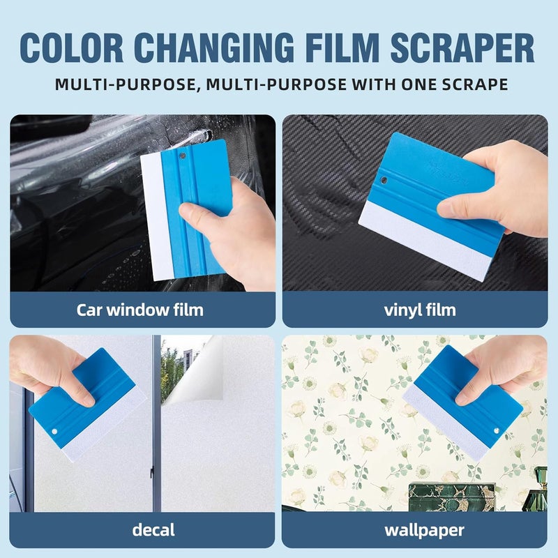 LTLUTU Tint Kit, Glass Tinting Tool, 3-Piece Blue Plastic Squeegee Tool Set for Automotive Vinyl Wrap, Window Privacy and Frosted Film Installation, Wallpaper Decal Construction - Image 5